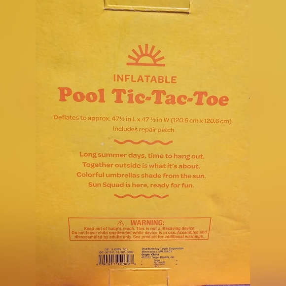 Inflatable Swimming Pool Tic-Tac-Toe Kids Party Game 3 Ft 10 IN Long NIB Summer - Picture 8 of 8